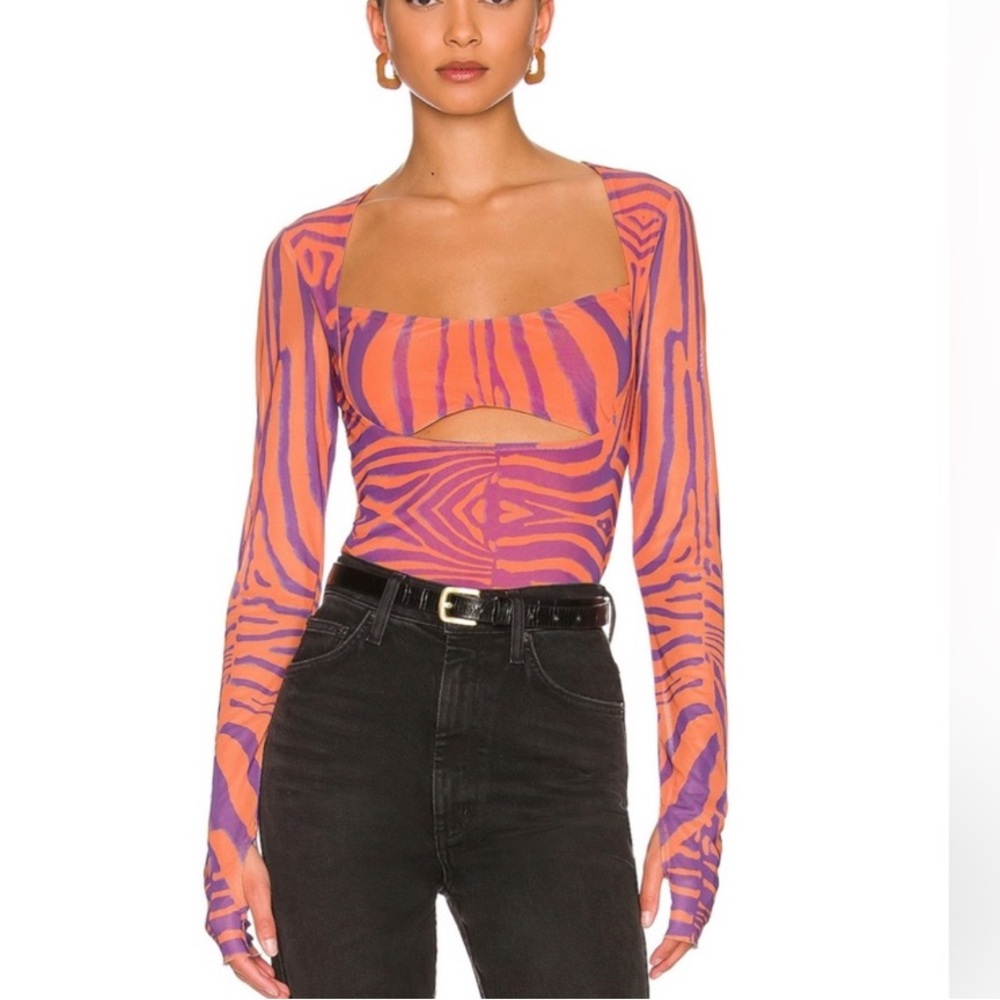 ASMR Orange Zebra Print Long Sleeve Top